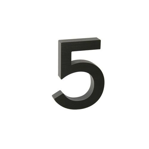 Hliníkové číslo v 3D provedení s broušeným povrchem, znak "5", černé