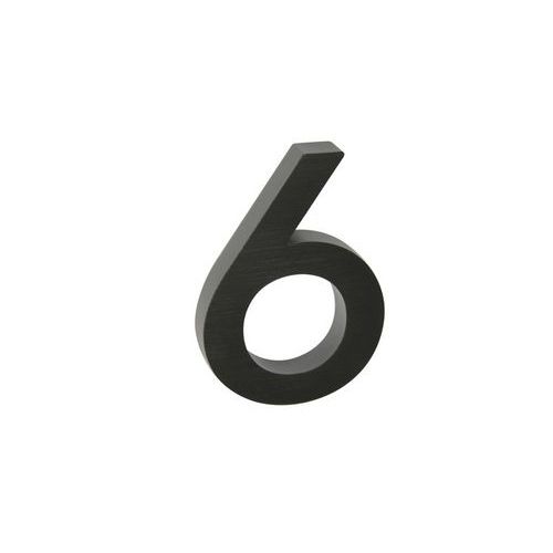 Hliníkové číslo v 3D provedení s broušeným povrchem, znak "6", černé
