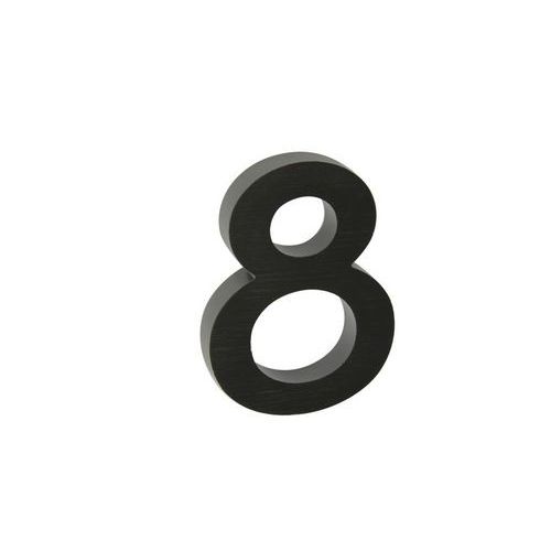 Hliníkové číslo v 3D provedení s broušeným povrchem, znak "8", černé