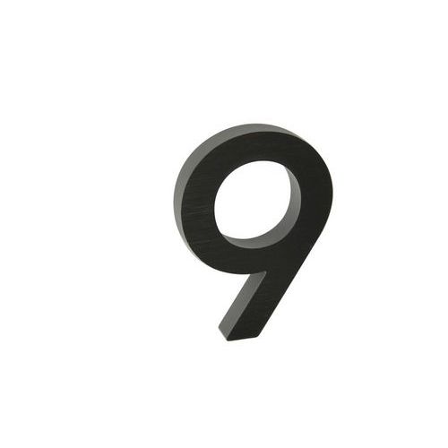 Hliníkové číslo v 3D provedení s broušeným povrchem, znak "9", černé