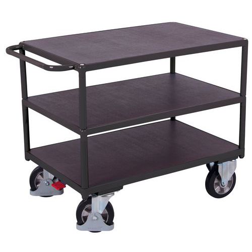 Policový vozík s madlem, do 1 000 kg, 3 police, 92,5 x 119 x 70 cm, šedý