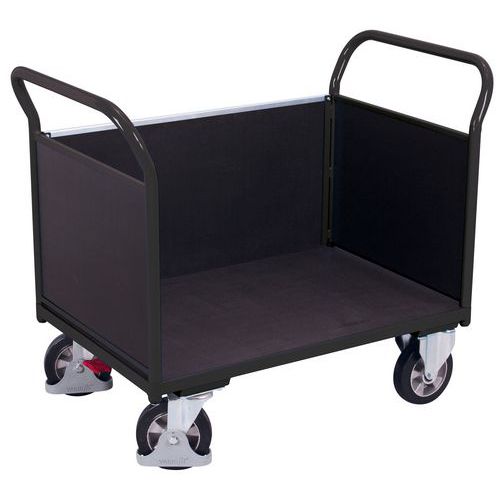 Plošinový vozík se dvěma madly s plnou výplní a boční stěnou, do 1 000 kg, 101,5 x 119,5 x 70 cm, šedý