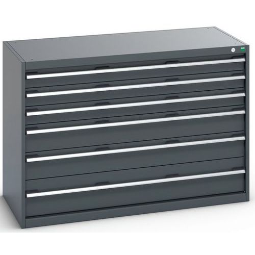 Dílenská zásuvková skříň Bott Cubio 200, 90 x 130 x 65 cm, 6 zásuvek, antracit-antracit