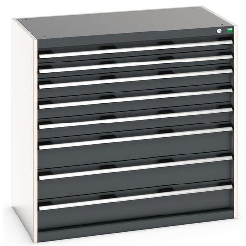 Dílenská zásuvková skříň Bott Cubio 200, 100 x 105 x 65 cm, 8 zásuvek, šedá-antracit