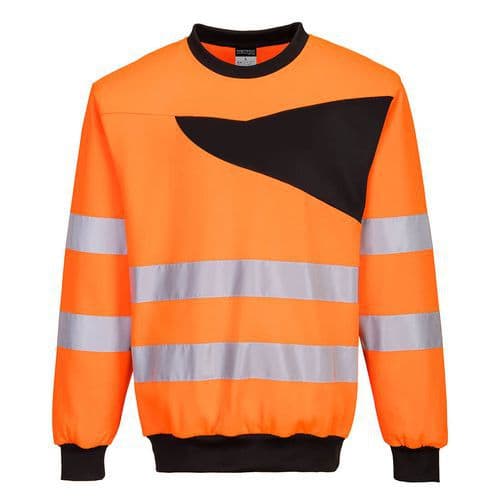 Mikina s výstřihem ke krku PW2 Hi-Vis, černá/oranžová, vel. 4XL