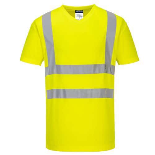 Tričko s výstřihem do V a síťovinou, žlutá, vel. 4XL