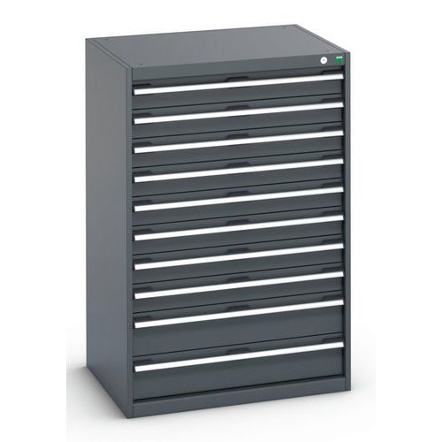 Dílenská zásuvková skříň Bott Cubio 200, 120 x 80 x 65 cm, 10 zásuvek, antracit-antracit
