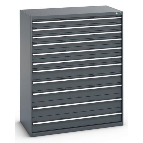 Dílenská zásuvková skříň Bott Cubio 200, 160 x 130 x 75 cm, 11 zásuvek, antracit-antracit