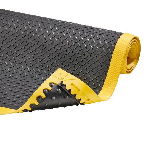 Protiúnavová průmyslová rohož Cushion Flex®, černá/žlutá, 101 x 202 cm