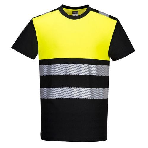 Tričko PW3 Hi-Vis Třída 1, černá/žlutá, vel. 4XL