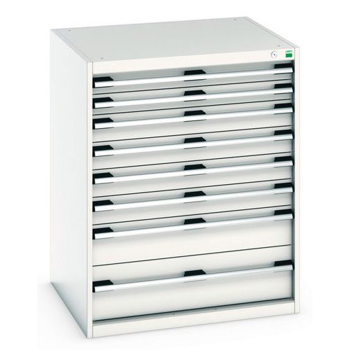 Dílenská zásuvková skříň Bott Cubio 200, 100 x 80 x 75 cm, 8 zásuvek, šedá-šedá