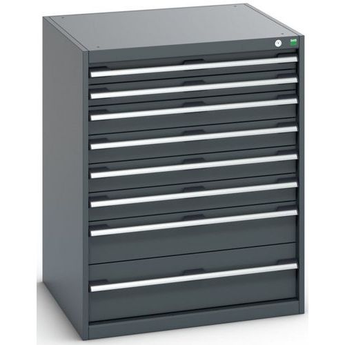 Dílenská zásuvková skříň Bott Cubio 200, 100 x 80 x 75 cm, 8 zásuvek, antracit-antracit