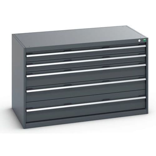 Dílenská zásuvková skříň Bott Cubio 200, 80 x 130 x 75 cm, 5 zásuvek, antracit-antracit