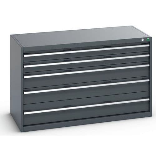 Dílenská zásuvková skříň Bott Cubio 200, 80 x 130 x 65 cm, 5 zásuvek, antracit-antracit