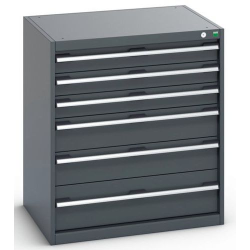 Dílenská zásuvková skříň Bott Cubio 200, 90 x 80 x 65 cm, 6 zásuvek, antracit-antracit