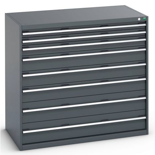 Dílenská zásuvková skříň Bott Cubio 200, 120 x 130 x 75 cm, 8 zásuvek, antracit-antracit