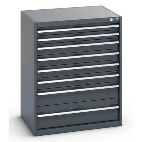 Dílenská zásuvková skříň Bott Cubio 200, 100 x 80 x 65 cm, 8 zásuvek, antracit-antracit