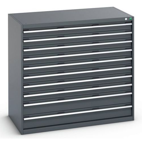 Dílenská zásuvková skříň Bott Cubio 200, 120 x 130 x 75 cm, 10 zásuvek, antracit-antracit