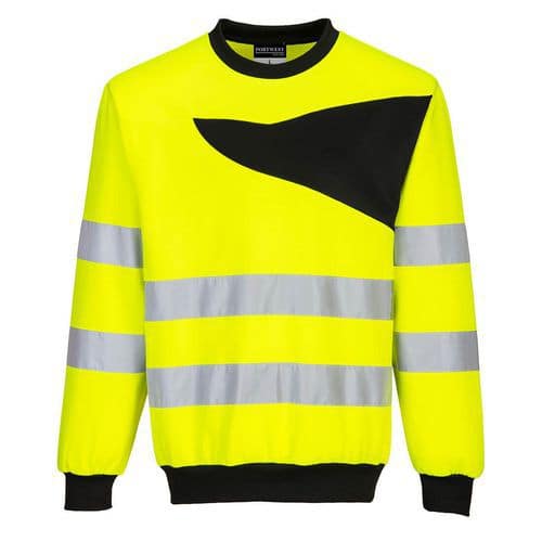 Mikina s výstřihem ke krku PW2 Hi-Vis, černá/žlutá, vel. 4XL