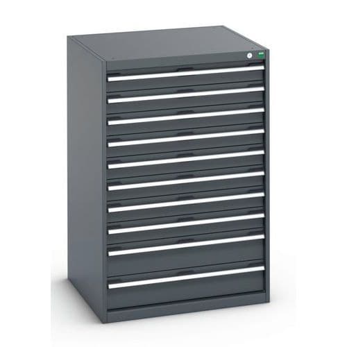 Dílenská zásuvková skříň Bott Cubio 200, 120 x 80 x 75 cm, 10 zásuvek, antracit-antracit