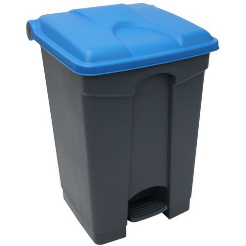 Odpadkový nášlapný koš Manutan Expert, 45 l, modrá/šedá