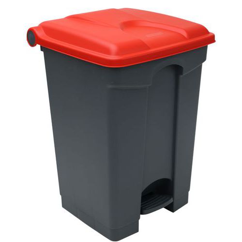 Odpadkový nášlapný koš Manutan Expert, 45 l, červená/šedá