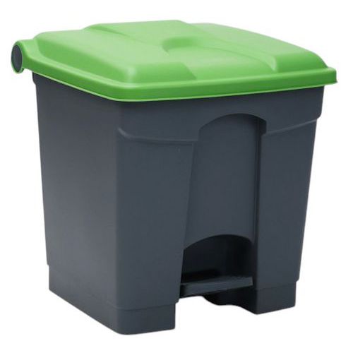 Odpadkový nášlapný koš Manutan Expert, 30 l, zelená/šedá