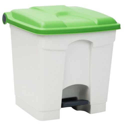 Odpadkový nášlapný koš Manutan Expert, 30 l, zelená/bílá