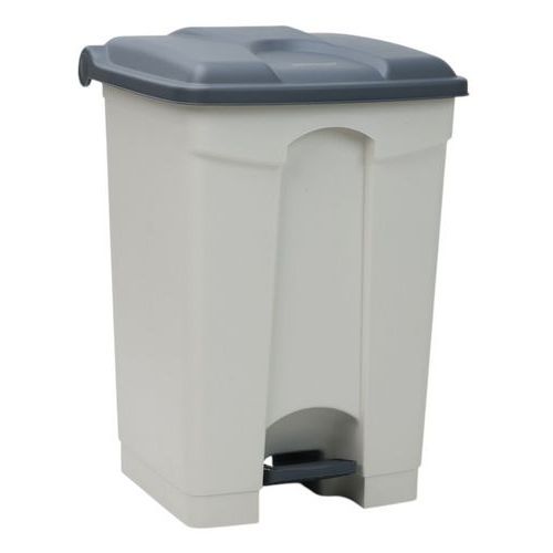 Odpadkový nášlapný koš Manutan Expert, 45 l, šedá/bílá