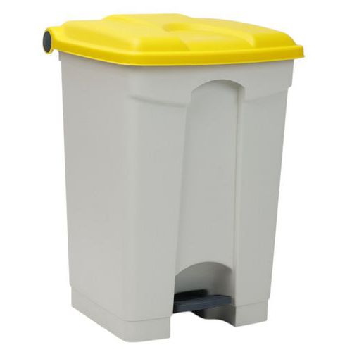 Odpadkový nášlapný koš Manutan Expert, 45 l, žlutá/bílá