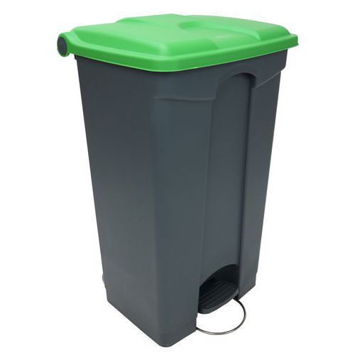 Odpadkový nášlapný koš Manutan Expert, 90 l, zelená/šedá