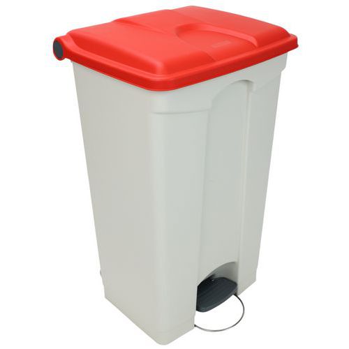 Odpadkový nášlapný koš Manutan Expert, 90 l, červená/bílá
