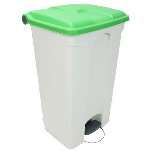 Odpadkový nášlapný koš Manutan Expert, 90 l, zelená/bílá