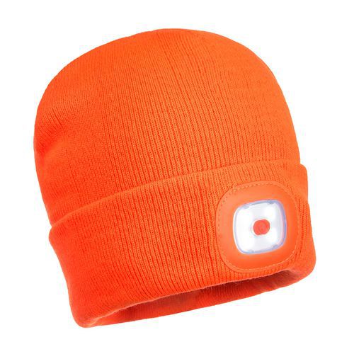 Čepice s USB dobíjecí LED světlem, oranžová
