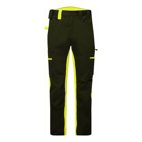 Kalhoty WX2 Eco Stretch Trade, černá/žlutá, vel.28