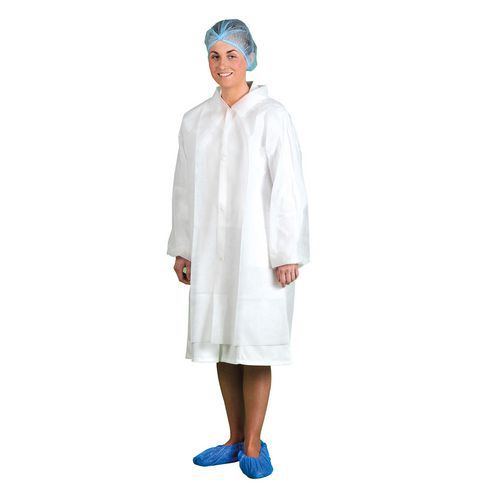 Jednorázový návštěvnický plášť PP (Pk200), bílá, vel.L