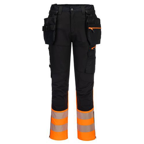 DX4 Hi-Vis kalhoty Craft 1. třídy s odnímatelným pouzdrem, černá/oranžová, krátké, vel.28