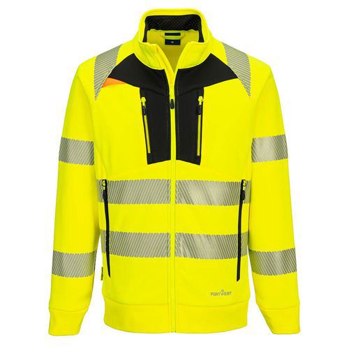DX4 Hi-Vis mikina s výstřihem na zip, černá/žlutá, vel.4XL