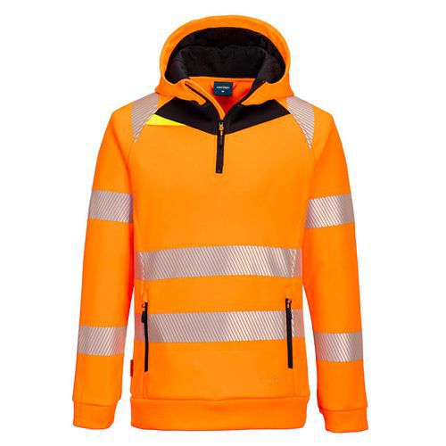 DX4 Hi-Vis 1/4 mikina s kapucí na zip, černá/oranžová, vel.4XL