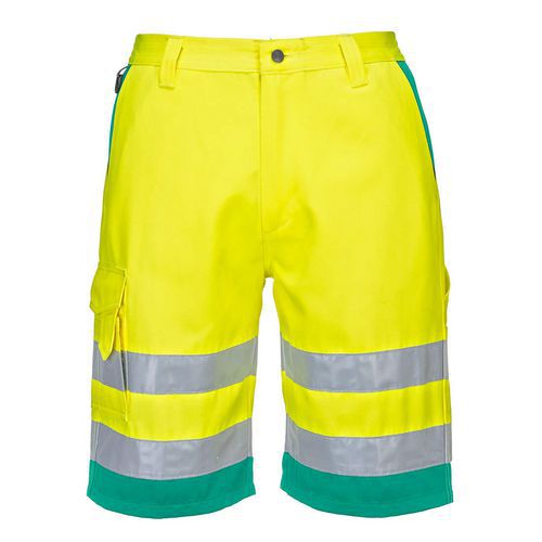 Hi-Vis kraťasy z lehkého polyesteru a bavlny, zelená/žlutá, vel.L