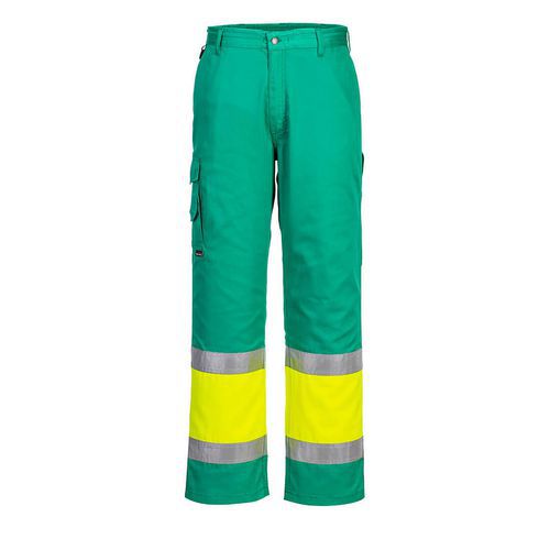 Hi-Vis lehké dvoubarevné Combat kalhoty, zelená/žlutá, krátké, vel.L