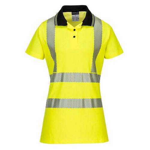 Hi-Vis dámská bavlněná polokošile Comfort Pro S/S, černá/žlutá, vel.L