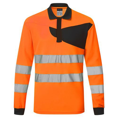 PW2 polokošile Hi-Vis L/S, černá/oranžová, vel.4XL