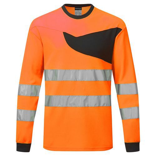 PW2 triko Hi-Vis L/S, černá/oranžová, vel.4XL