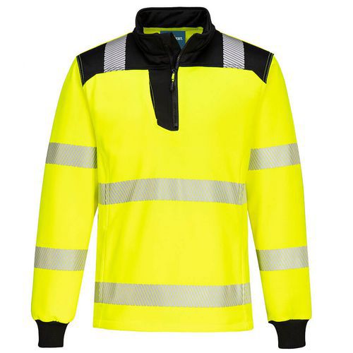 PW3 Hi-Vis 1/4 mikina se zipem, černá/žlutá, vel.4XL