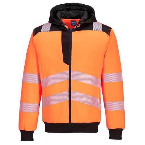PW3 Hi-Vis mikina s kapucí na zip, černá/oranžová, vel.4XL