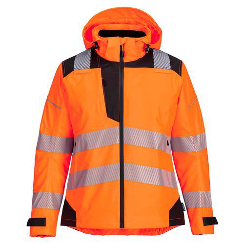 Dámská bunda do deště PW3 Hi-Vis, černá/oranžová, vel.L