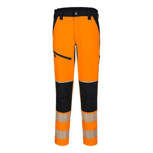 Strečové kalhoty PW3 Hi-Vis, černá/oranžová, krátké, vel.L