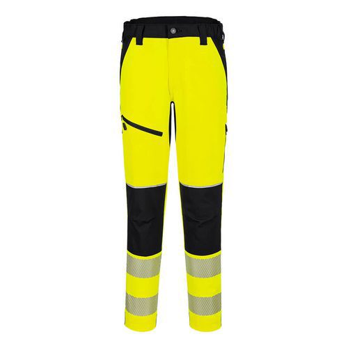 Strečové kalhoty PW3 Hi-Vis, černá/žlutá, krátké, vel.L