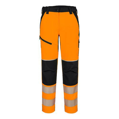 Dámské strečové kalhoty PW3 Hi-Vis, černá/oranžová, krátké, vel.L